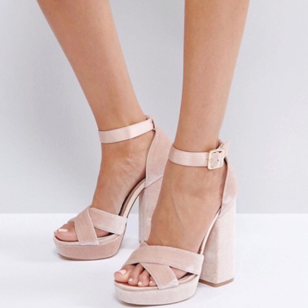 ASOS Faith blush Velvet and Satin platform sandal